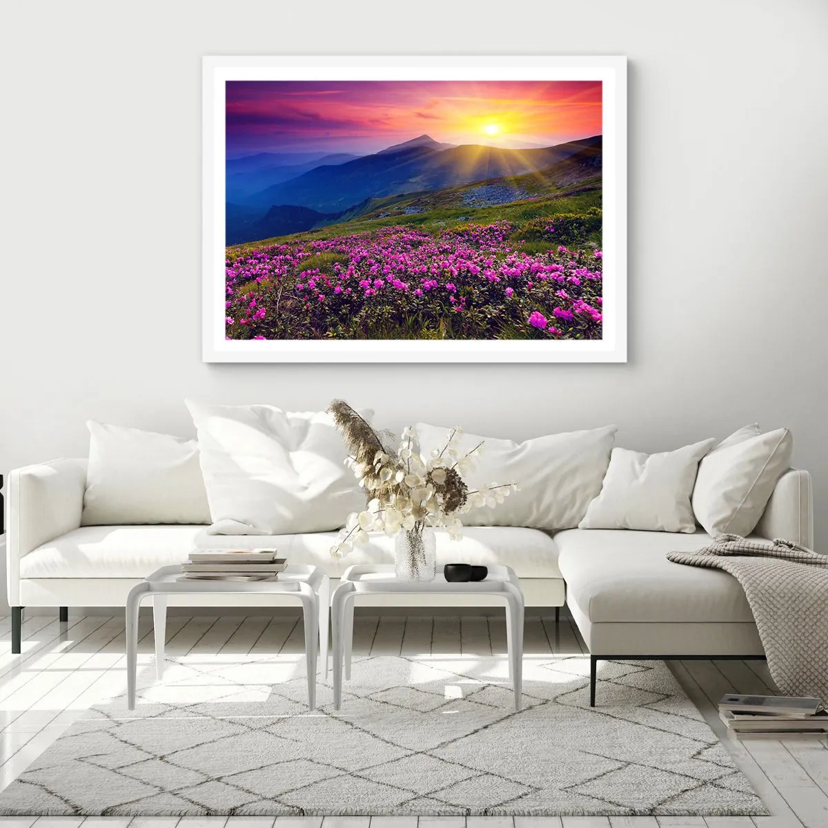 Poster în ramă albă - ... Și peste tot în jur se simte un miros de jneapăn și parfum de ierburi... - 100x70 cm