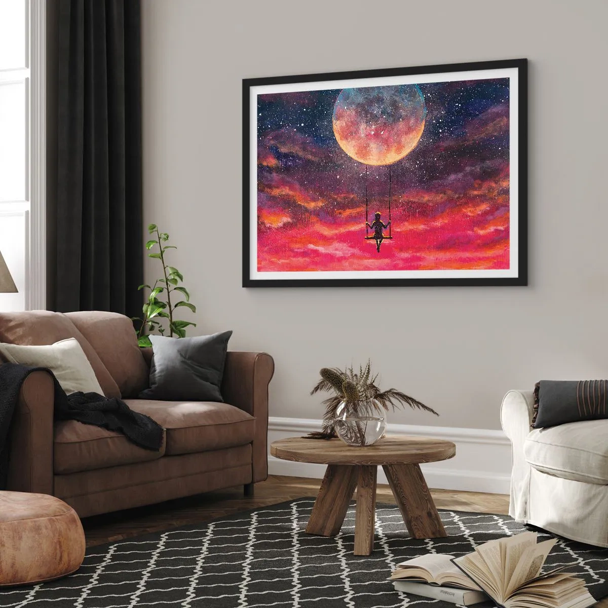 Poster în ramă neagră - Cu capul în nori - 91x61 cm