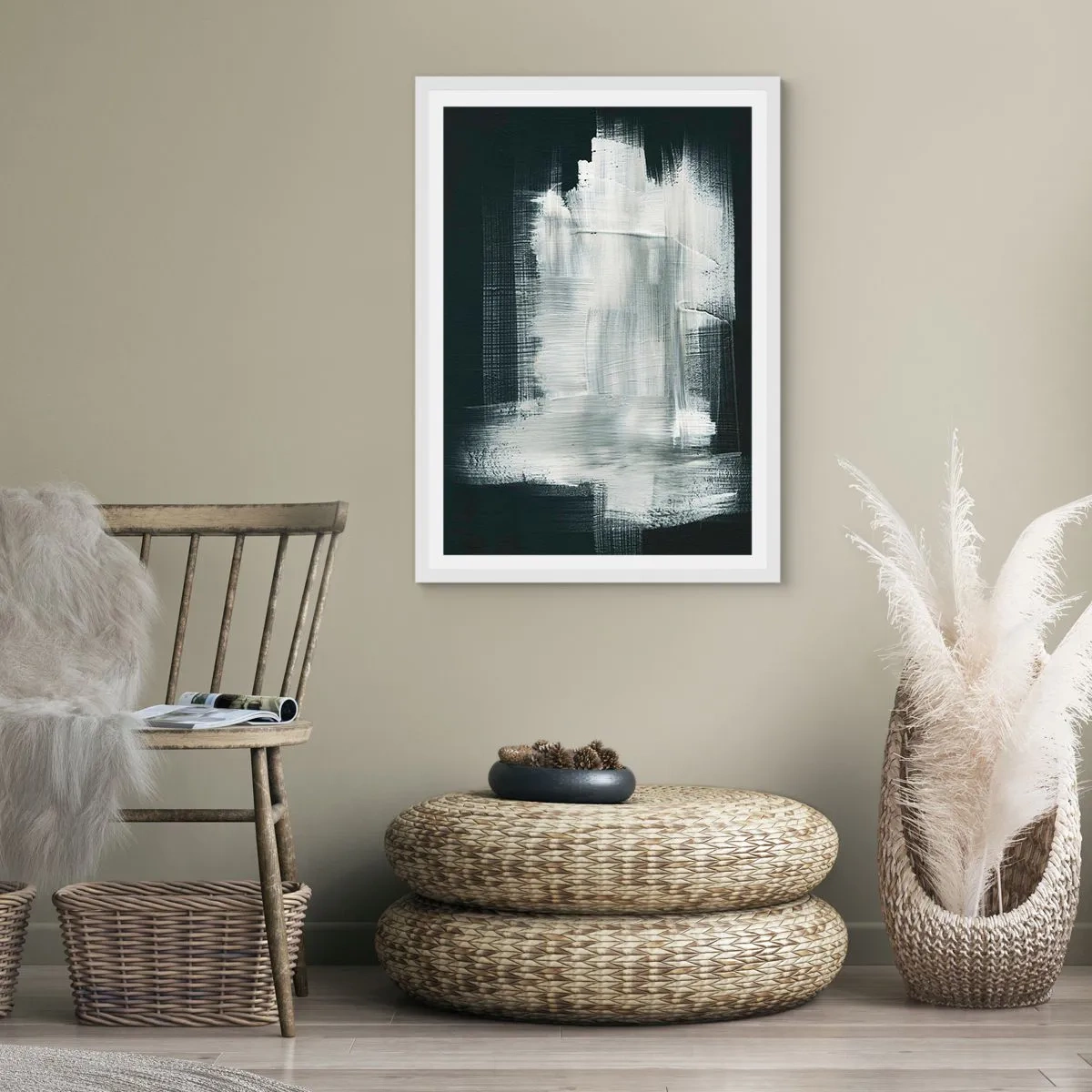 Poster în ramă albă - Țesut vertical și orizontal - 50x70 cm