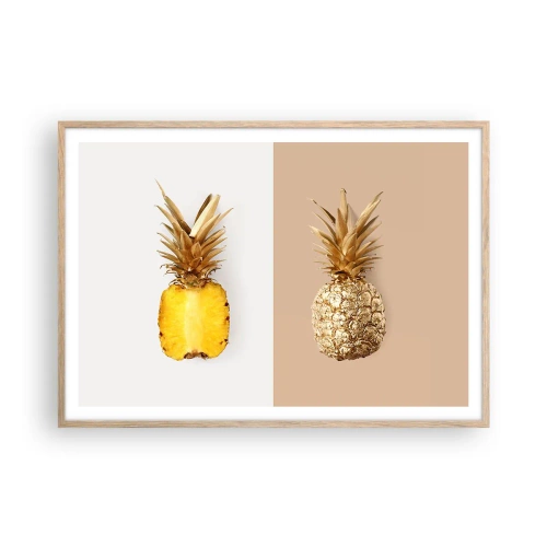 Poster în ramă de stejar deschis - Ananas de împărțit - 100x70 cm