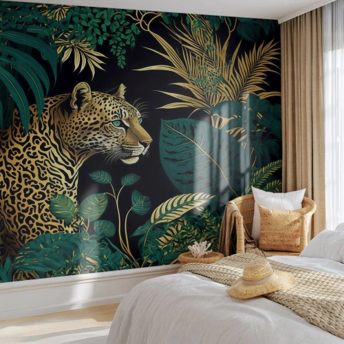 Tapet Premium Sand - Domnitorul junglei - leopard, Junglă, Tropical - 100x70 cm