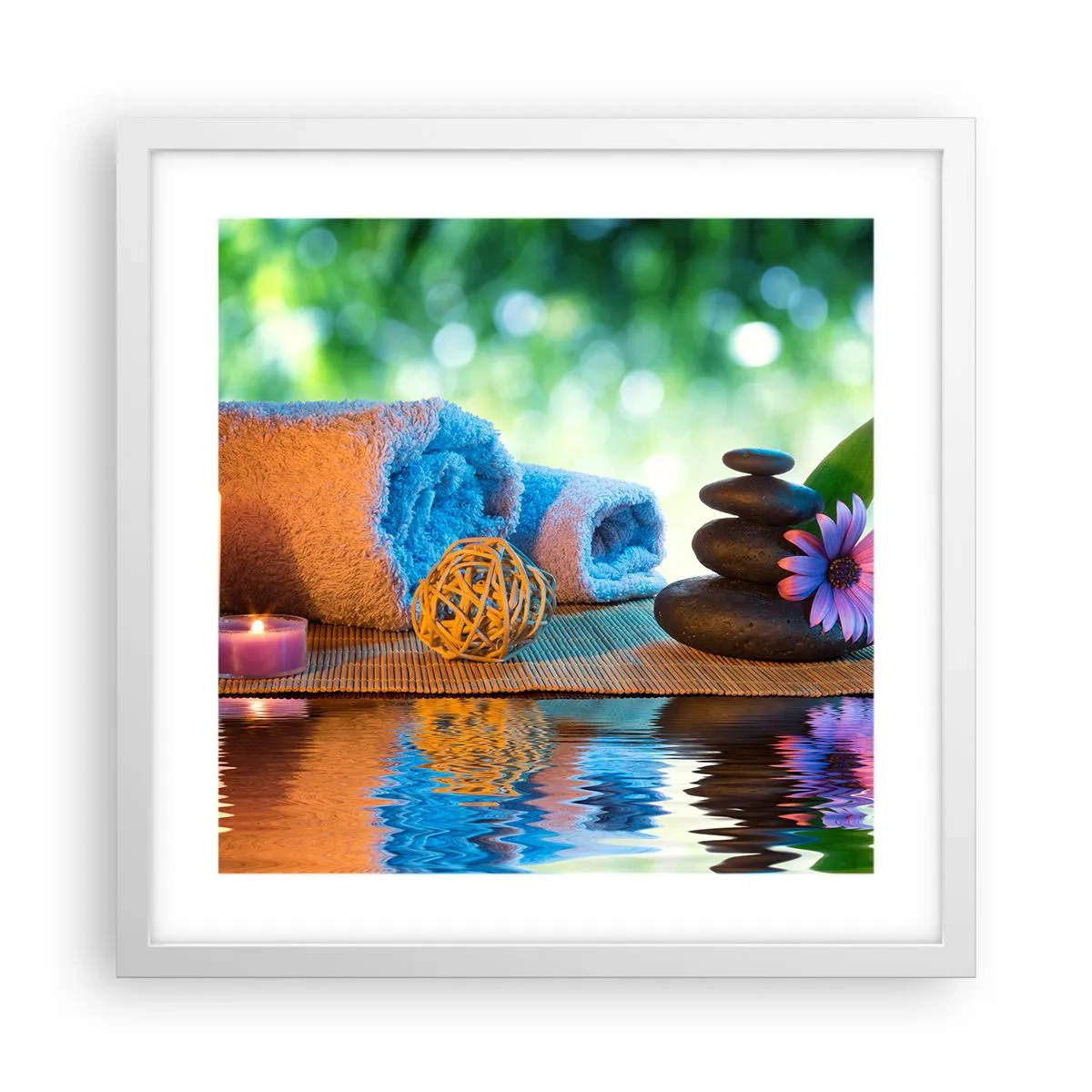 Poster în ramă albă - Timp pentru corp - 40x40 cm