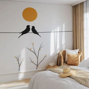 Tapet Autoadeziv Deluxe Sticker - Seară cu privighetori - Abstracția, Păsări, Grafică - 300x210 cm