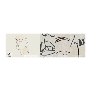 Mostră tapet Premium Sand - O privire mândră - Chipul de femeie, Portretul unei femei, Grafică - 100x30 cm