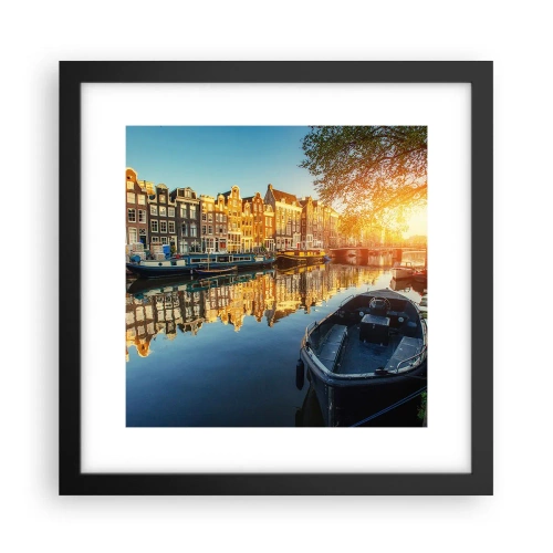 Poster în ramă neagră - Dimineața în Amsterdam - 30x30 cm