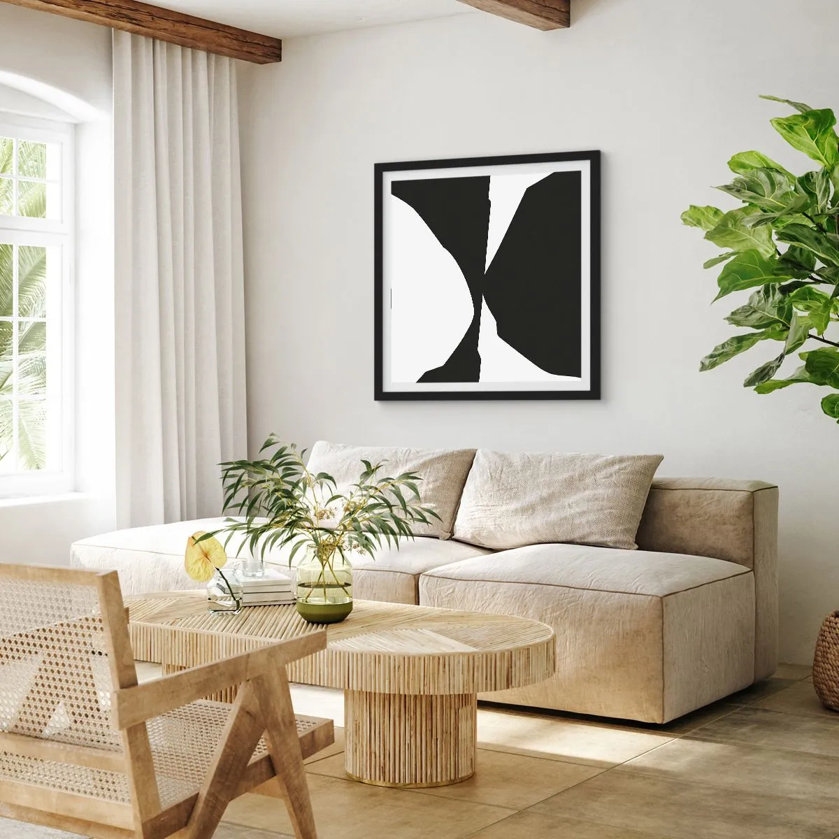 Poster în ramă neagră - Pozitiv -negativ - 60x60 cm