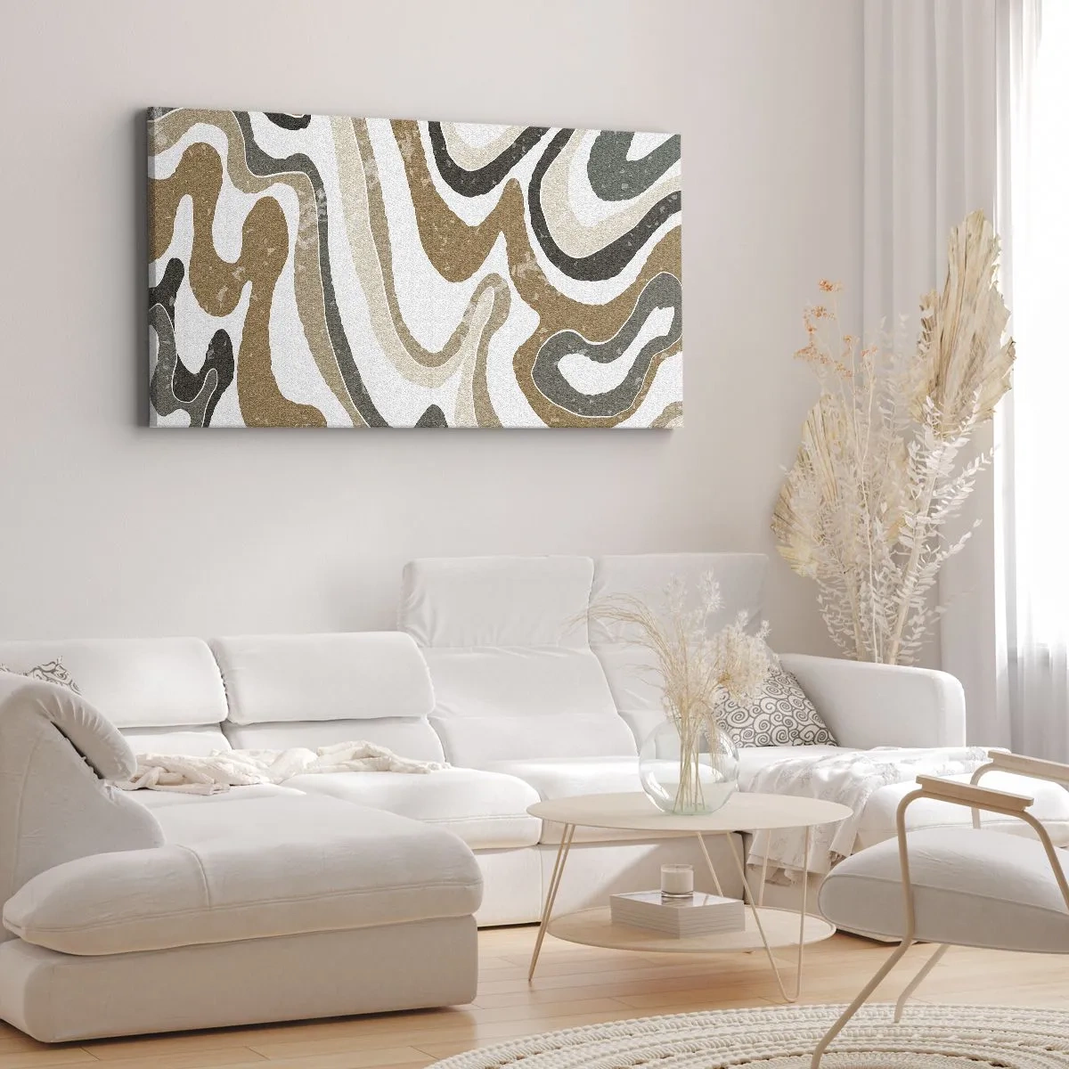 Tablou pe pânză - Meandrele culorilor pământului - 140x50 cm