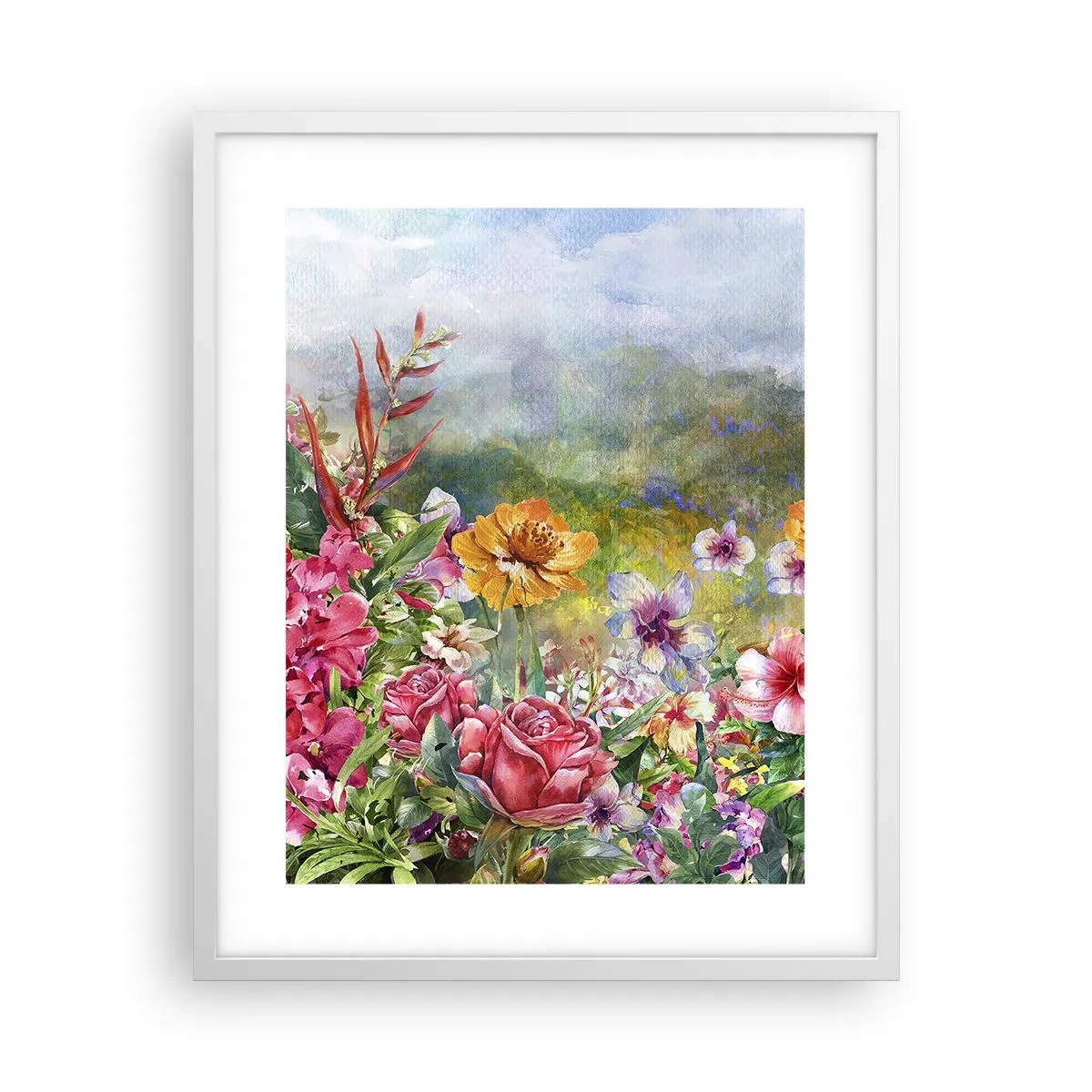 Poster în ramă albă - O grădină înnebunită - 40x50 cm