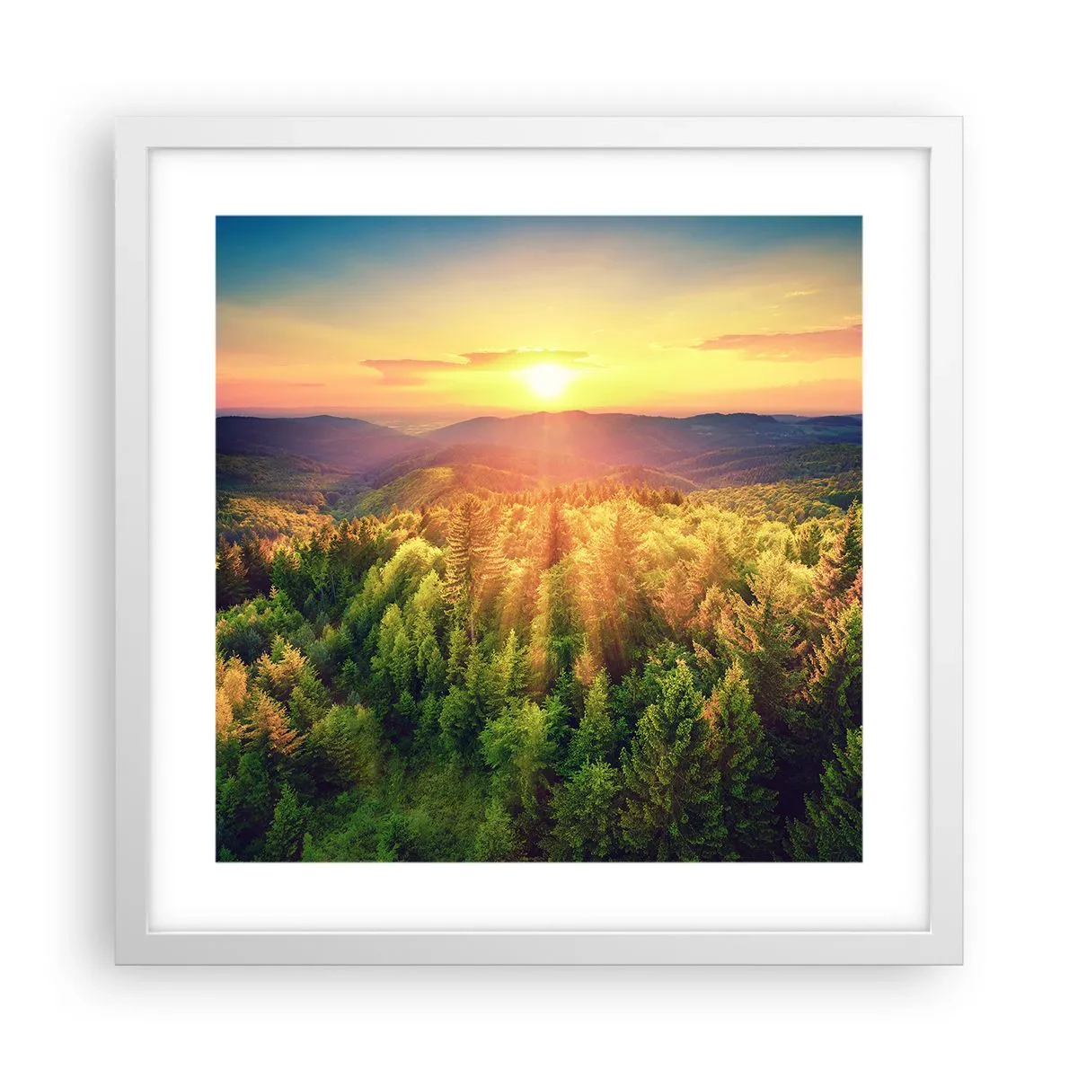 Poster în ramă albă - Vârfuri și culmi - 40x40 cm