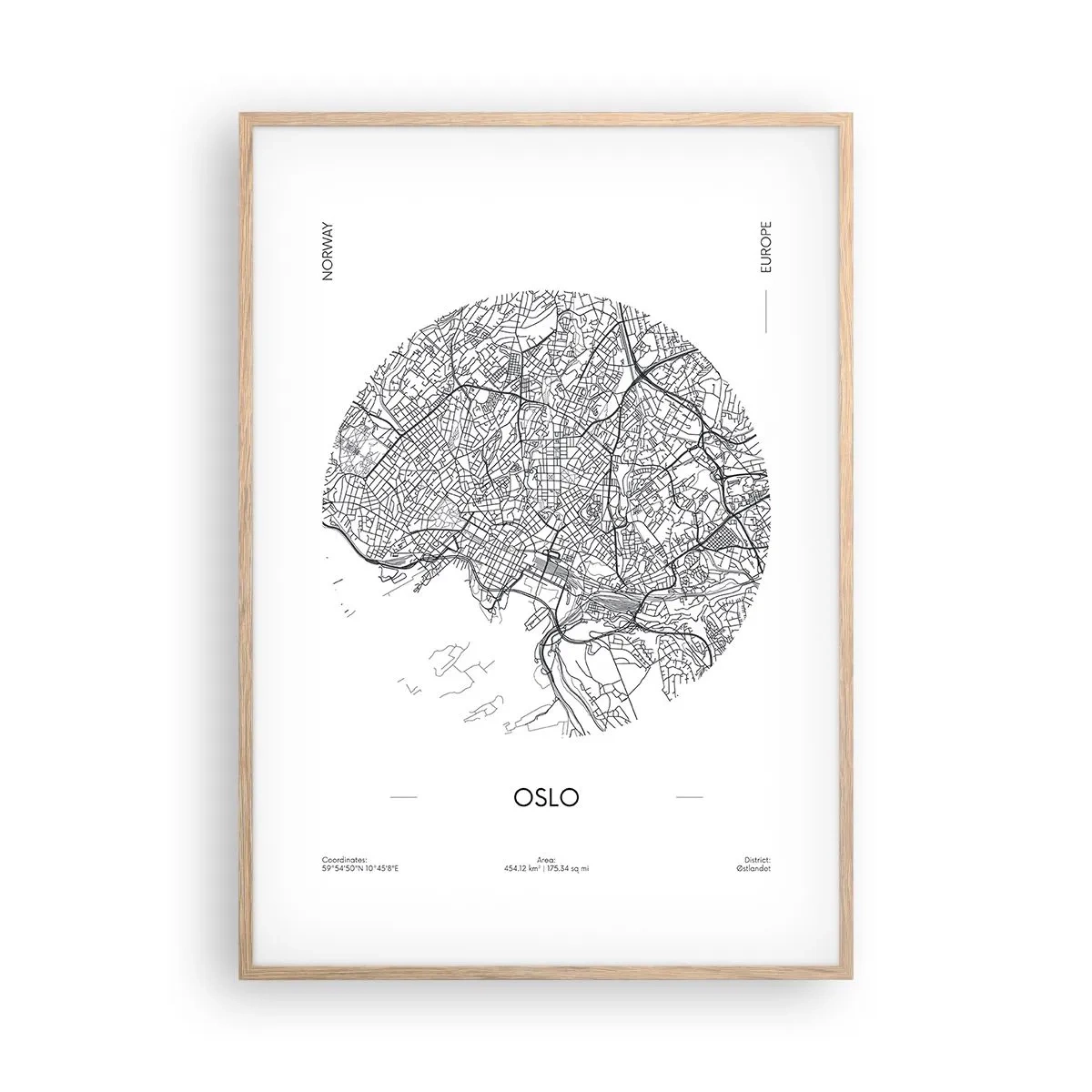 Poster în ramă de stejar deschis - Anatomia Oslo - 70x100 cm