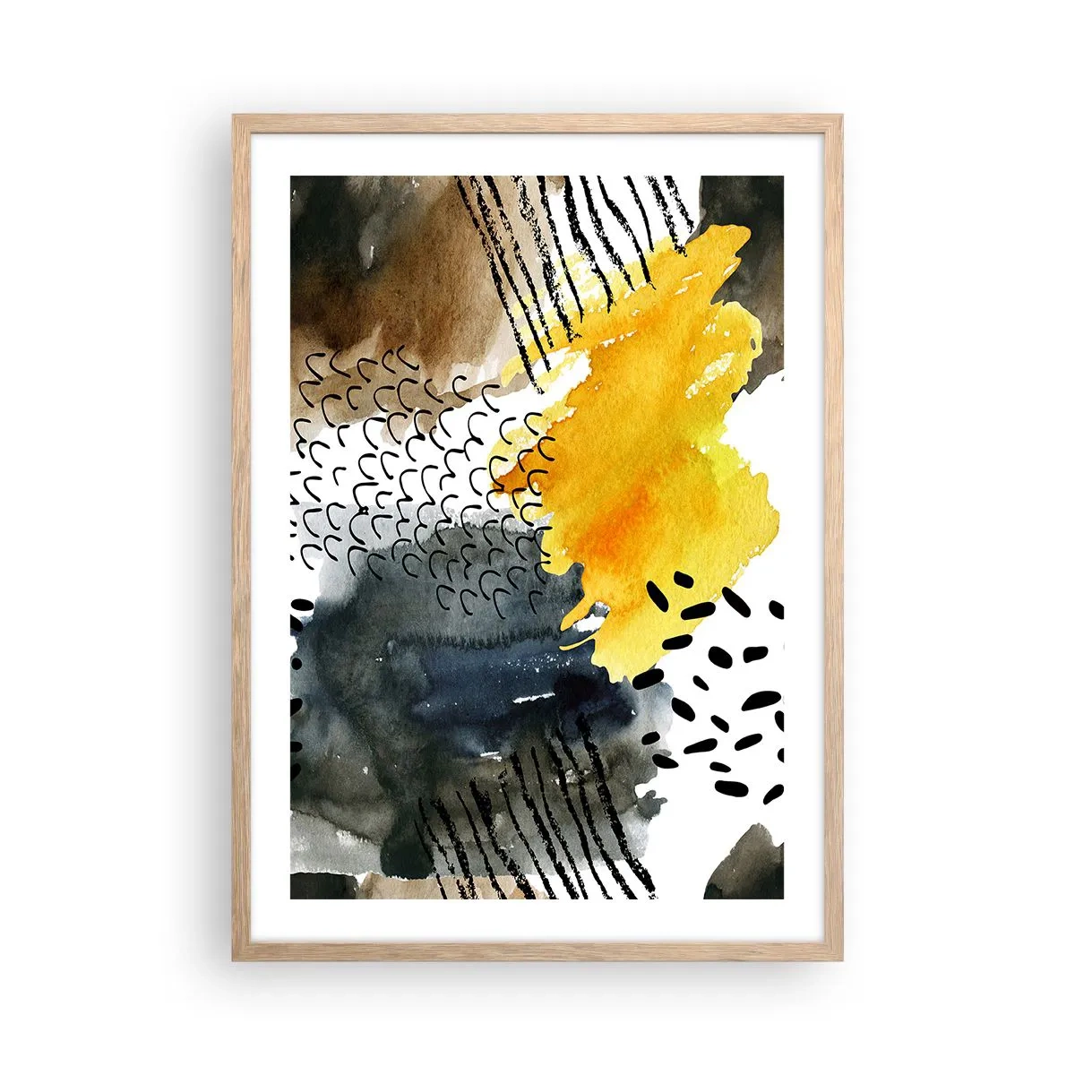 Poster în ramă de stejar deschis - O întâlnire a elementelor - 50x70 cm