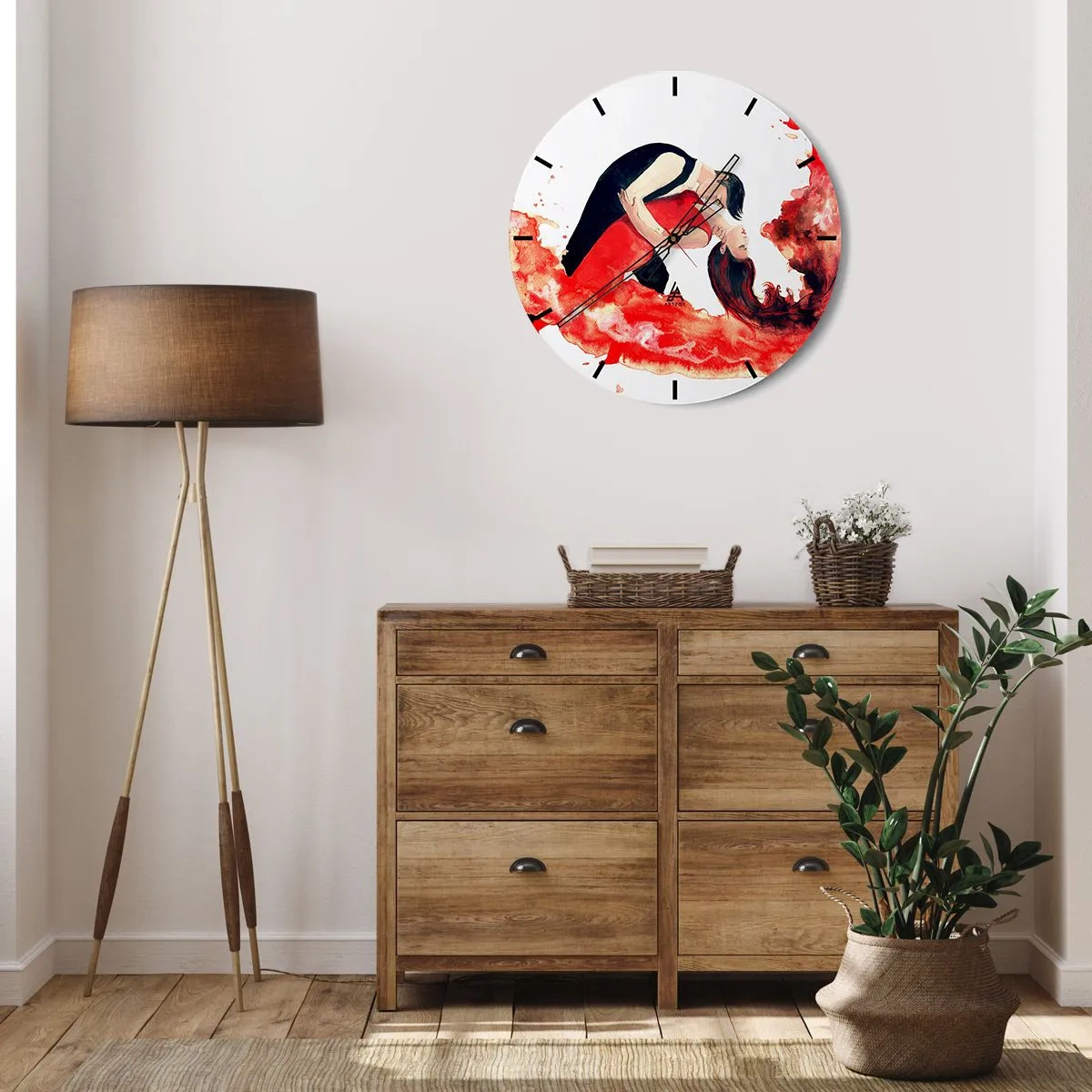 Ceas de perete - Ceas pe sticlă - Tango - un val senzual - 40x40 cm