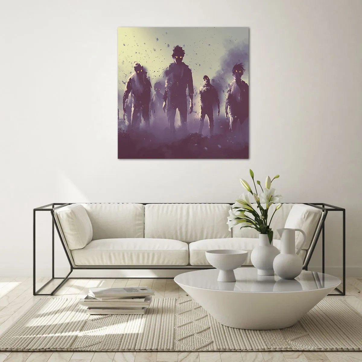 Tablou pe sticlă - Ai grijă! Se apropie - 40x40 cm