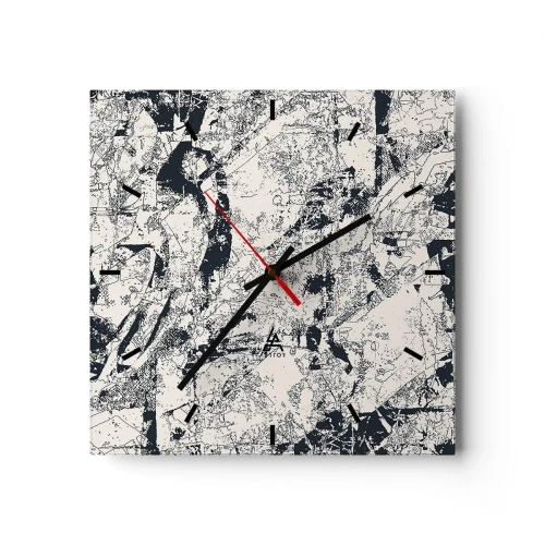 Ceas de perete - Ceas pe sticlă - Întrepătrunderea contrariilor - 30x30 cm