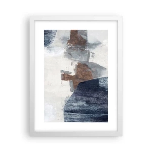 Poster în ramă albă - Forme albastre-maronii - 30x40 cm
