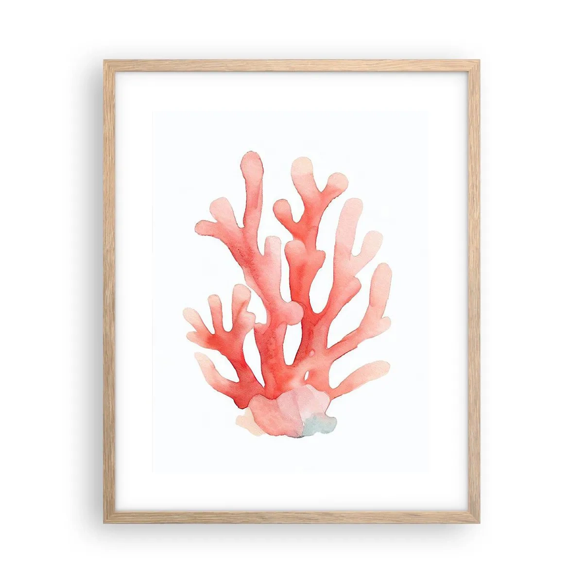 Poster în ramă de stejar deschis - Culoare de coral - 40x50 cm