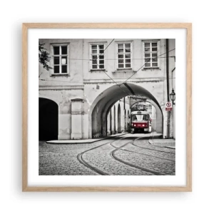 Poster în ramă de stejar deschis - Printr-un labirint urban - 50x50 cm