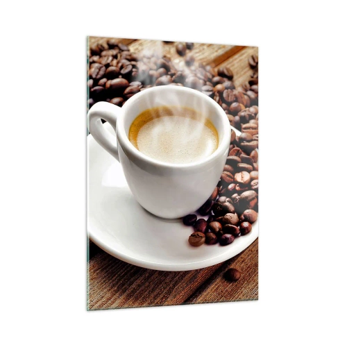Tablou pe sticlă - Cafea pe bancă - 50x70 cm