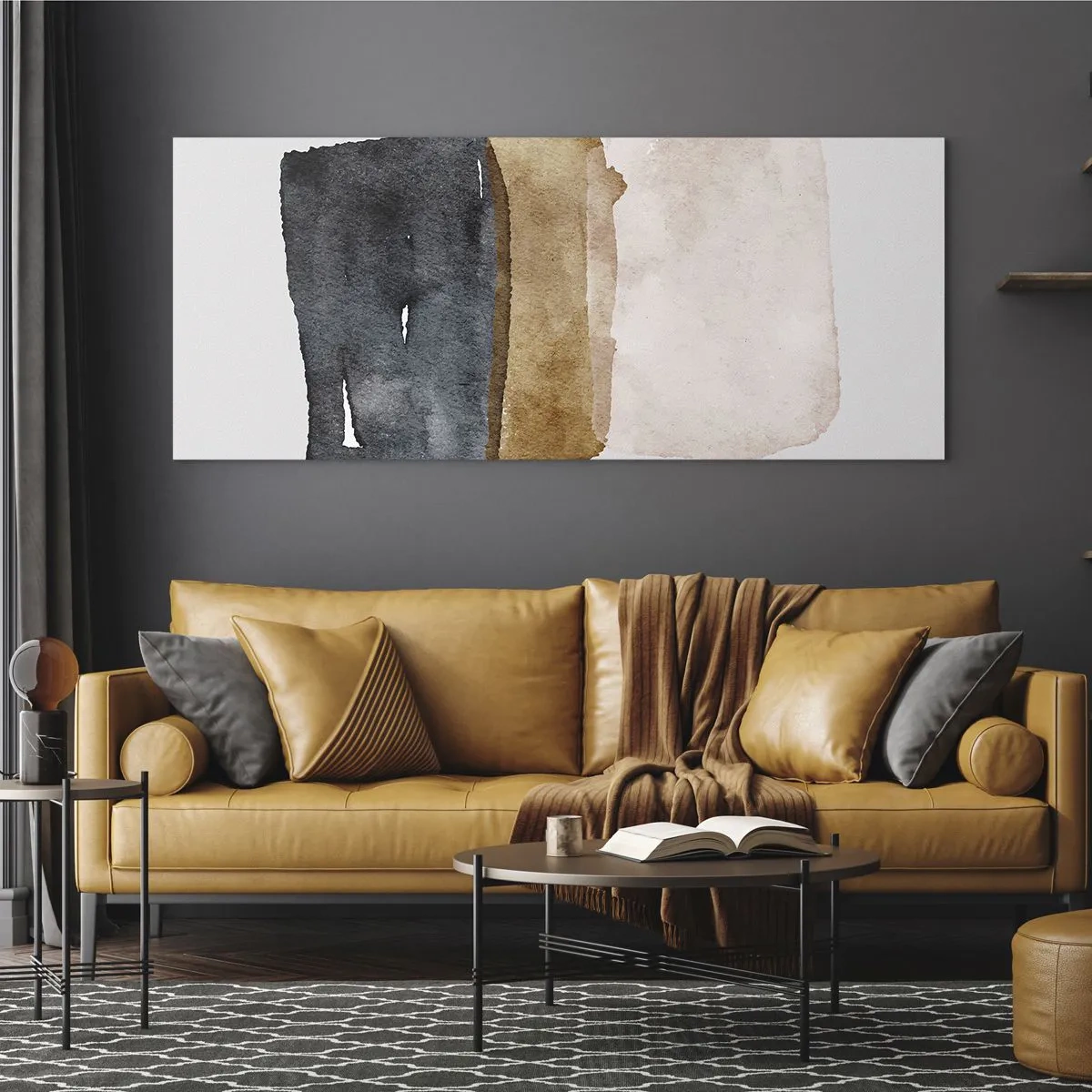 Tablou pe sticlă - Compoziția culorilor pământului - 160x50 cm