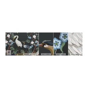 Mostră de Tapet Standard Eco - Parada păsărilor - Animale, Flori, Pasăre - 100x30 cm