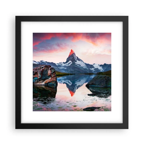 Poster în ramă neagră - Inima munților este fierbinte - 30x30 cm