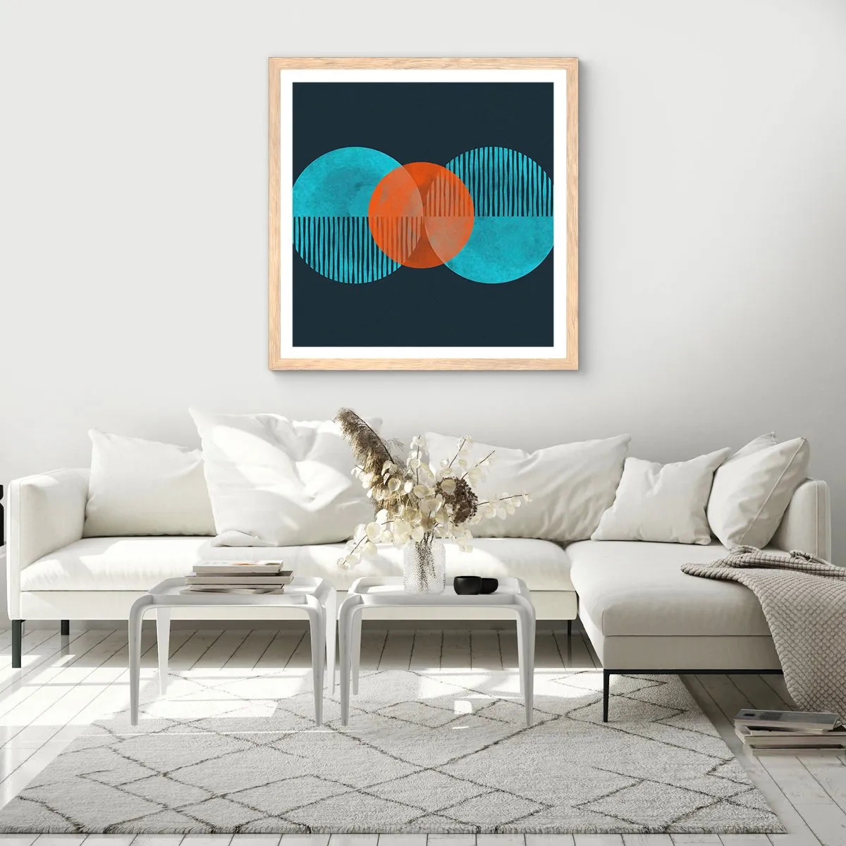 Poster în ramă de stejar deschis - Compoziție simetrică - 30x30 cm