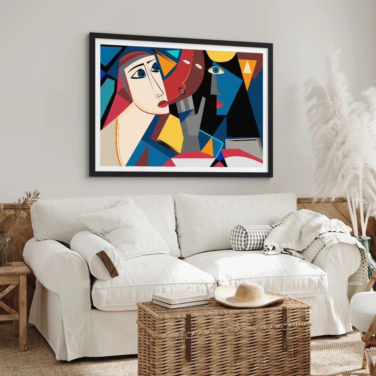 Poster în ramă neagră - Discuția cubiștilor - 70x50 cm