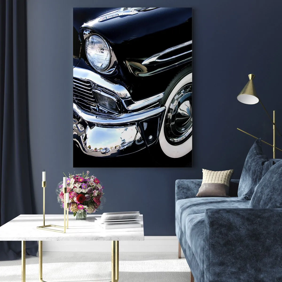 Tablou pe sticlă - Clasicul în argintiu, negru și alb - 50x70 cm