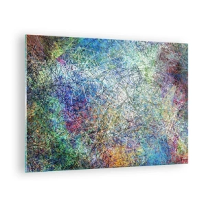 Tablou pe sticlă - Abstracție colorată cu linii dinamice - 70x50cm - Nu este atât de simplu - Decorațiune modernă pentru perete pentru living și dormitor ARTTOR