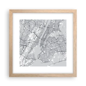 Poster în ramă de stejar deschis - Anatomia unei metropole - 30x30 cm
