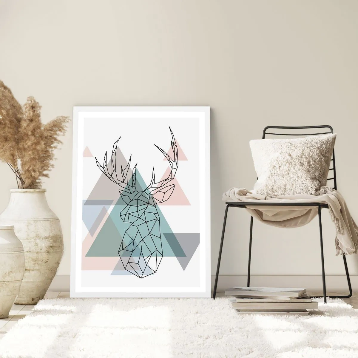 Poster în ramă albă - Într-o pădure geometrică - 40x50 cm