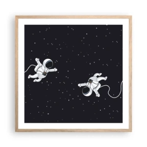 Poster în ramă de stejar deschis - Dansul spațial - 60x60 cm