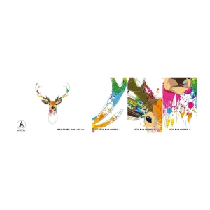Mostră tapet autocolant Deluxe Sticker - Cerb blând scăldat în culoare - Abstracția, Animale, Cerb - 100x30 cm