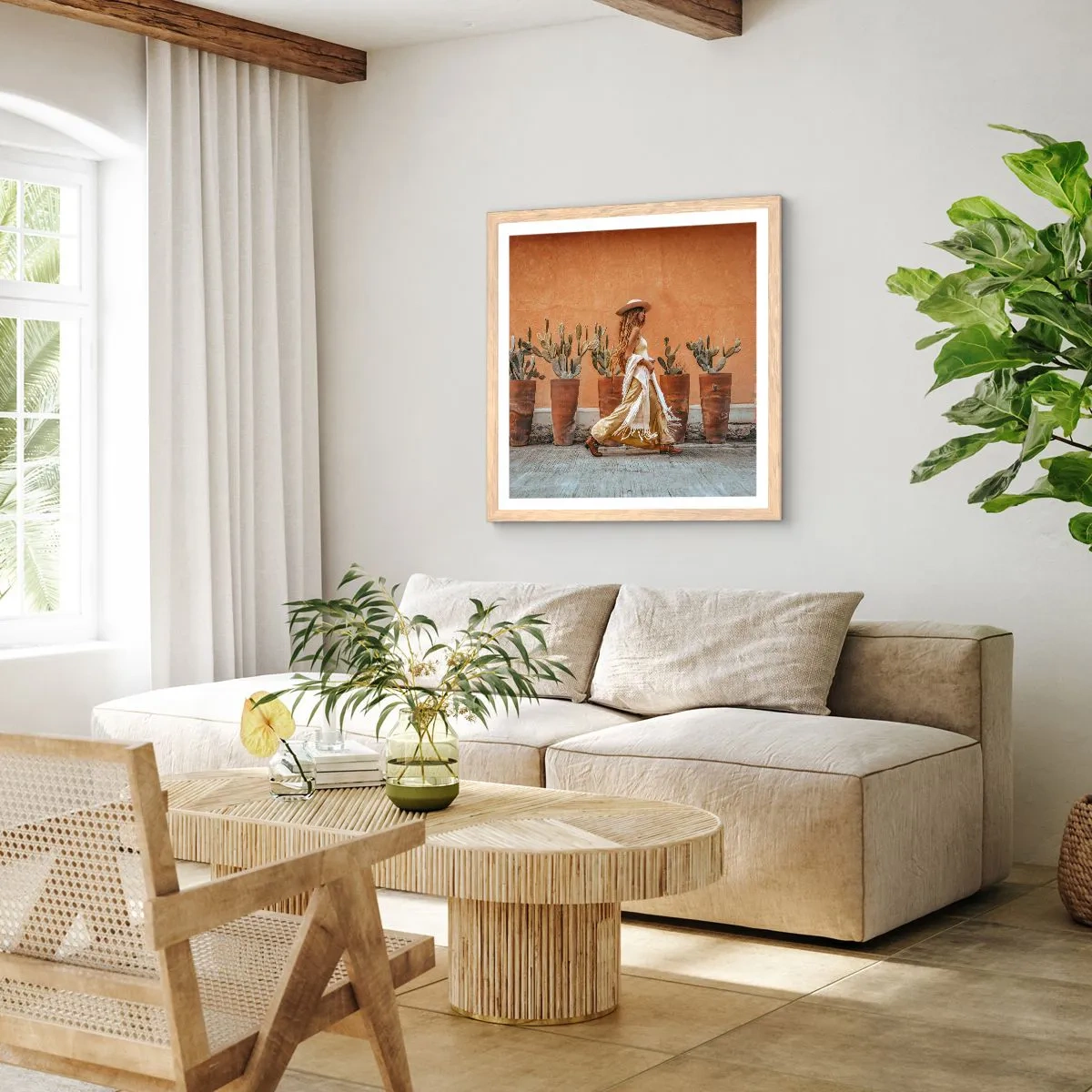 Poster în ramă de stejar deschis - În stilul hippie - 40x40 cm