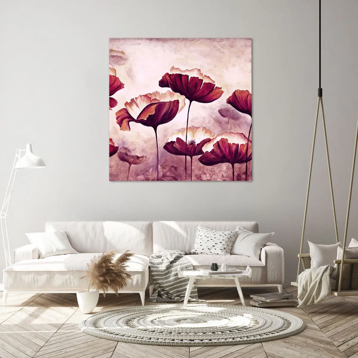 Tablou pe pânză - Fulgi roșii și albi - 40x40 cm