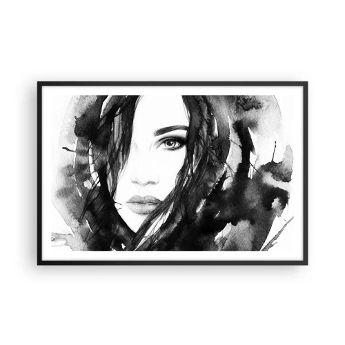 Poster în ramă neagră - Studiu unei dame în alb și negru - 91x61 cm