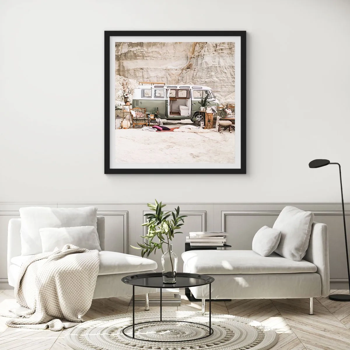 Poster în ramă neagră - Să înceapă călătoria - 40x40 cm