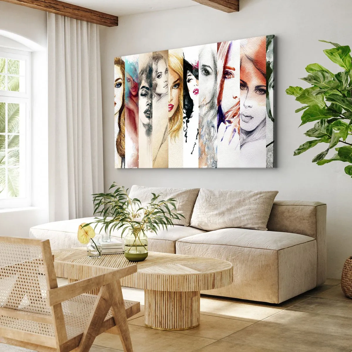 Tablou pe pânză Canvas - O colecție de portrete de femei în diverse stiluri artistice. - 70x50cm - Și întotdeauna ești TU - Decorațiune modernă pentru perete pentru living și dormitor ARTTOR