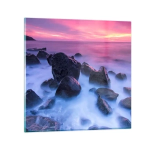 Tablou pe sticlă - Naștere în sclipici și ceață - 30x30 cm