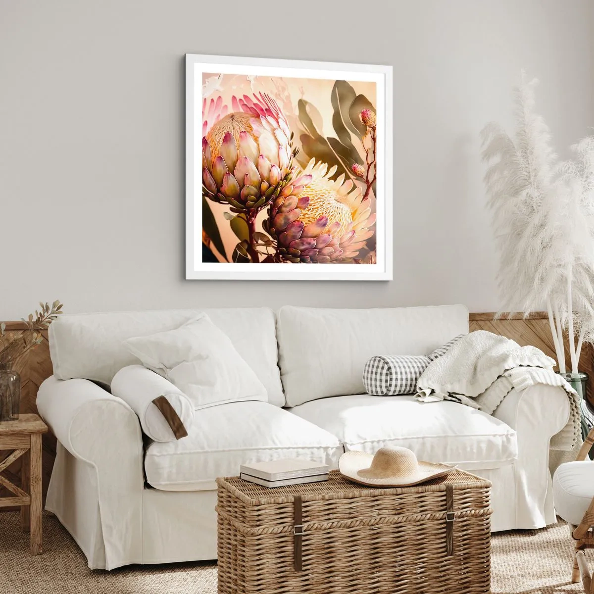 Poster în ramă albă - Îmbrățișare cu tandrețe - 60x60 cm