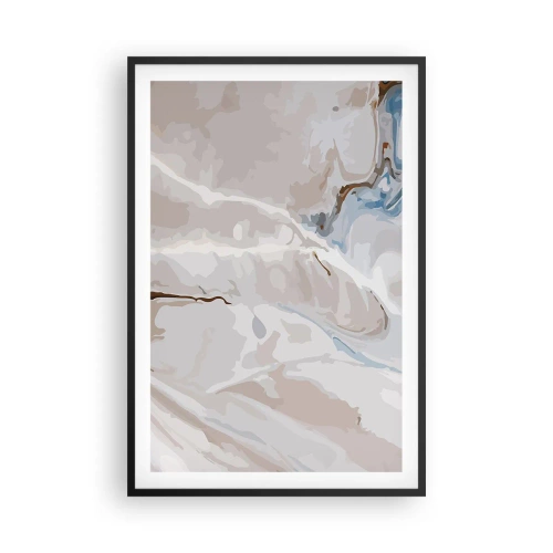 Poster în ramă neagră - Meandre albastre sub alb - 61x91 cm