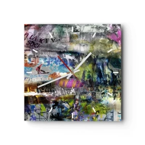 Ceas de perete - Ceas pe sticlă - Colaj de amintiri - 30x30 cm