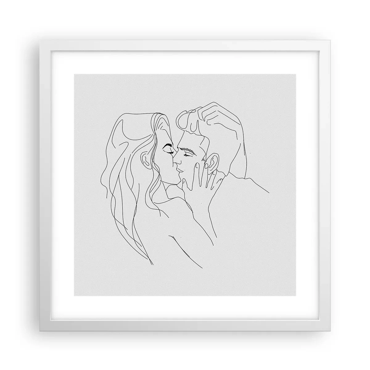 Poster în ramă albă - Cu aceeași linie - 40x40 cm