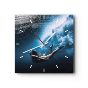Ceas de perete - Ceas pe sticlă - Sirena modernă - 40x40 cm