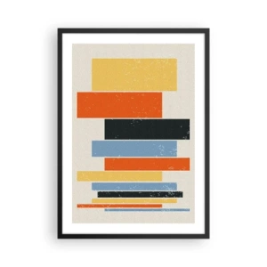 Poster în ramă neagră - Dreptunghiuri geometrice colorate pe un fundal deschis - 50x70cm - Înregistrare muzicală - Decorațiune modernă pentru perete pentru living și dormitor ARTTOR