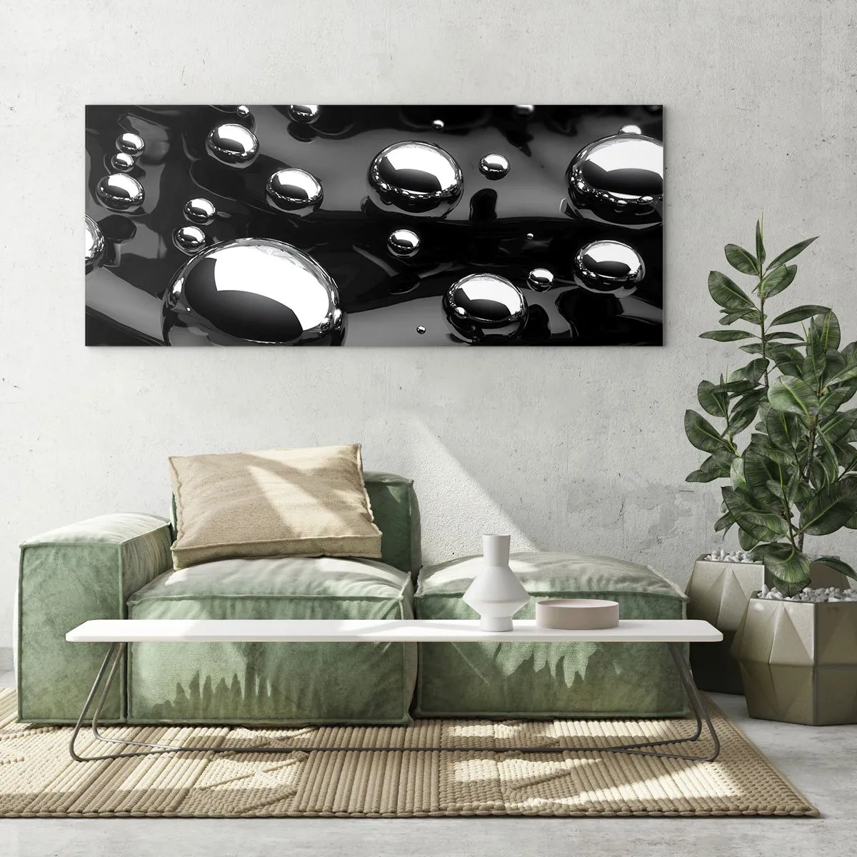 Tablou pe sticlă - Din adâncurile negre - 90x30 cm