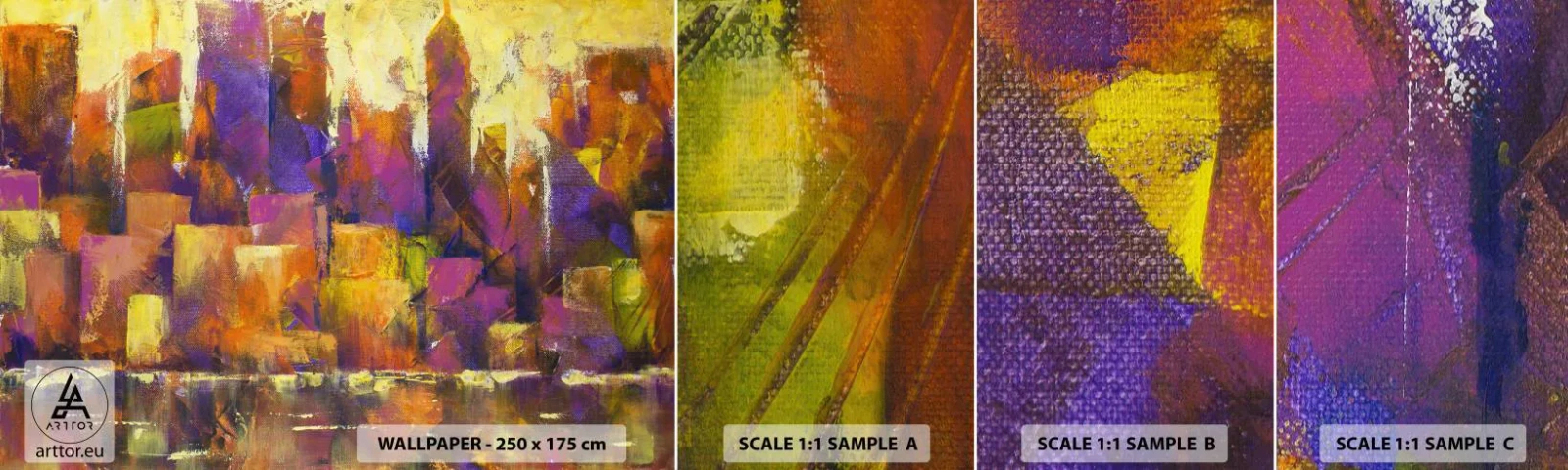 Mostră tapet autocolant Deluxe Sticker - Compoziția metropolitană - Abstracția, Bucată, Artă Modernă - 100x30 cm