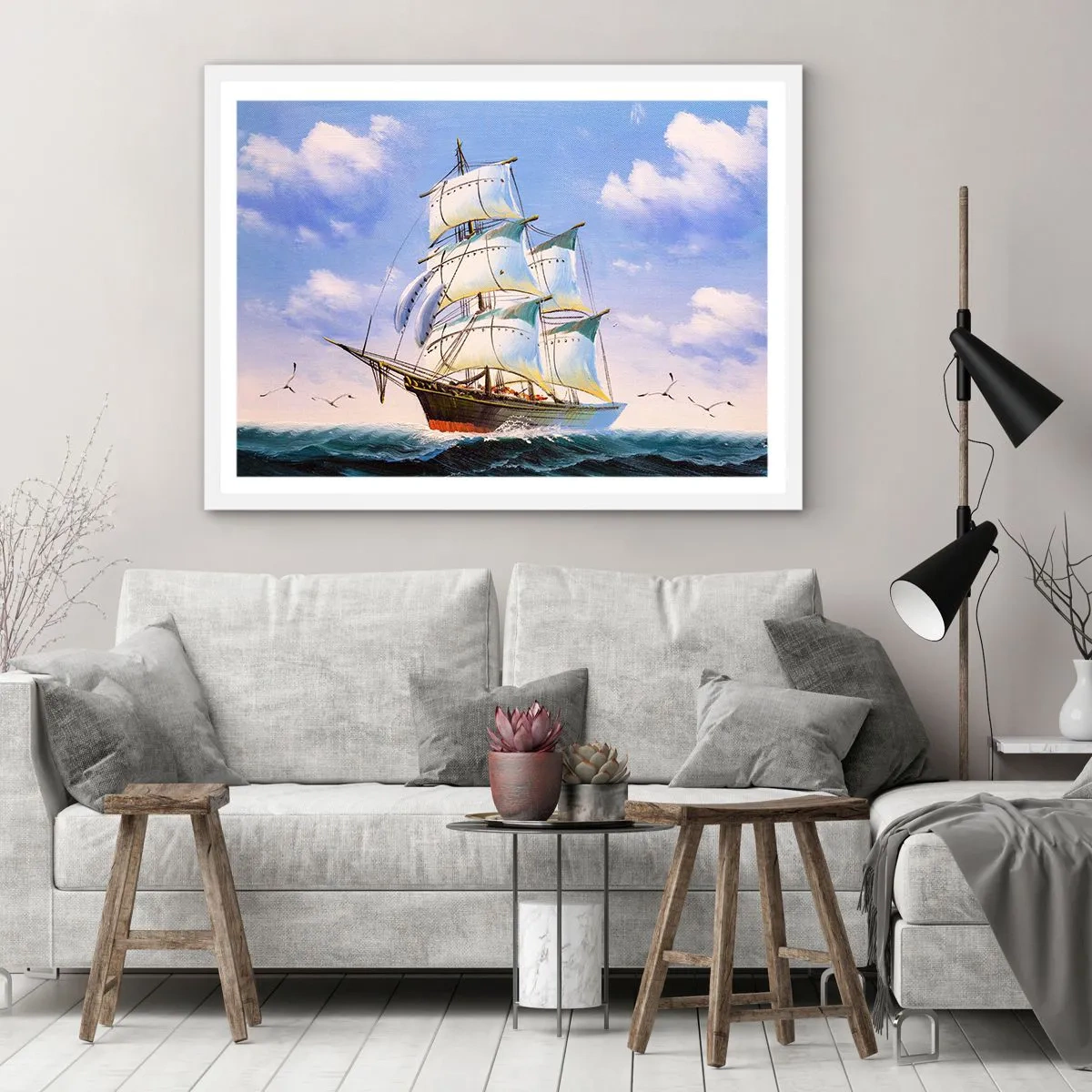 Poster în ramă albă - Cu mândrie în vânt - 50x40 cm