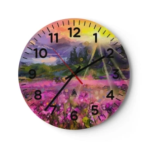 Ceas de perete - Ceas pe sticlă - Într-o vale sub protecția soarelui - 40x40 cm
