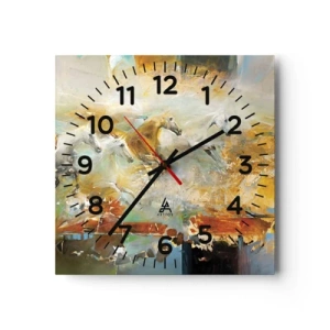 Ceas de perete - Ceas pe sticlă - Galopând prin lumină - 40x40 cm